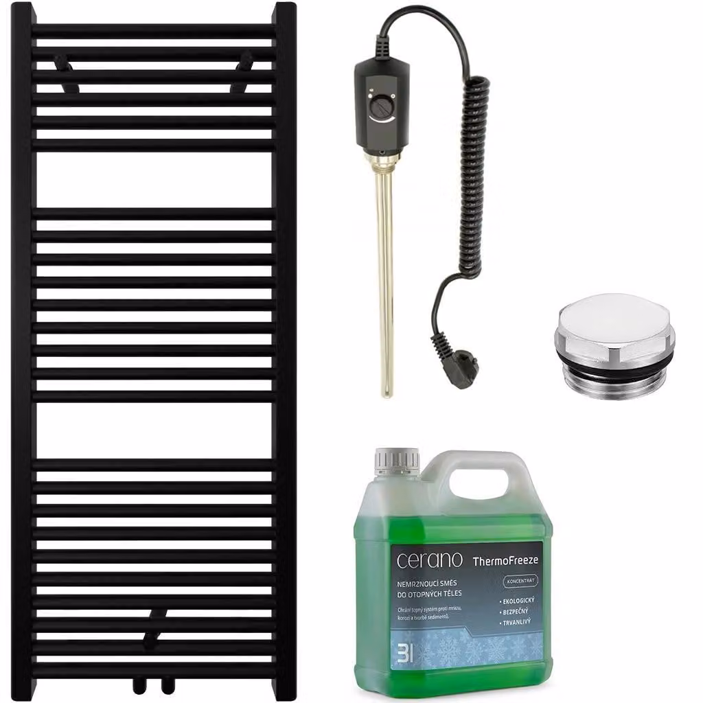 Set di radiatori elettrici da bagno Lincoln - 300W - nero opaco - 1200x500 mm