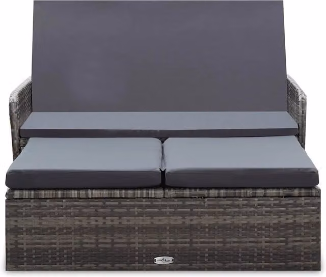 Set Divani da Giardino 2 pz | Set Salotto da Giardino con Cuscini in Polyrattan Grigio