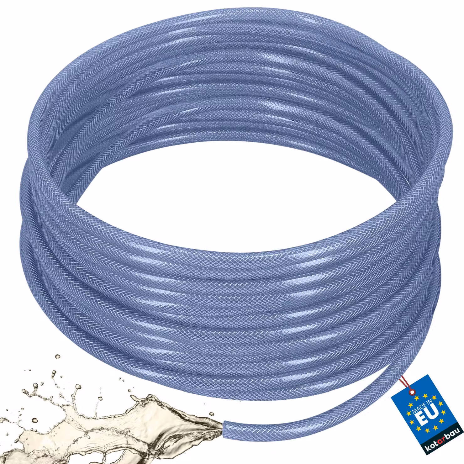 KOTARBAU® Tubo Aria Compressa ø 12,5 mm / 2,5 mm Tubo Acqua 50 m Tubo Trasparente Flessibile PVC Blu