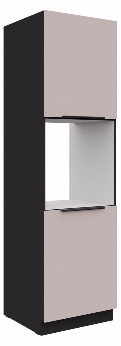 Armadio alto da cucina 60 cm ARONA, beige cashmere + nero opaco, cucina a incasso, blocco cucina, cucina