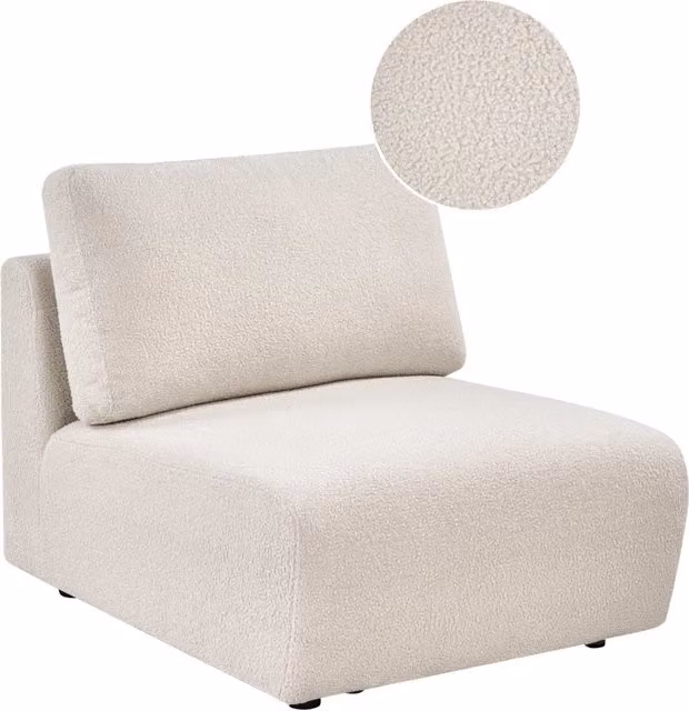 Modulo sedia bianco sporco bouclé 1 posto stile moderno