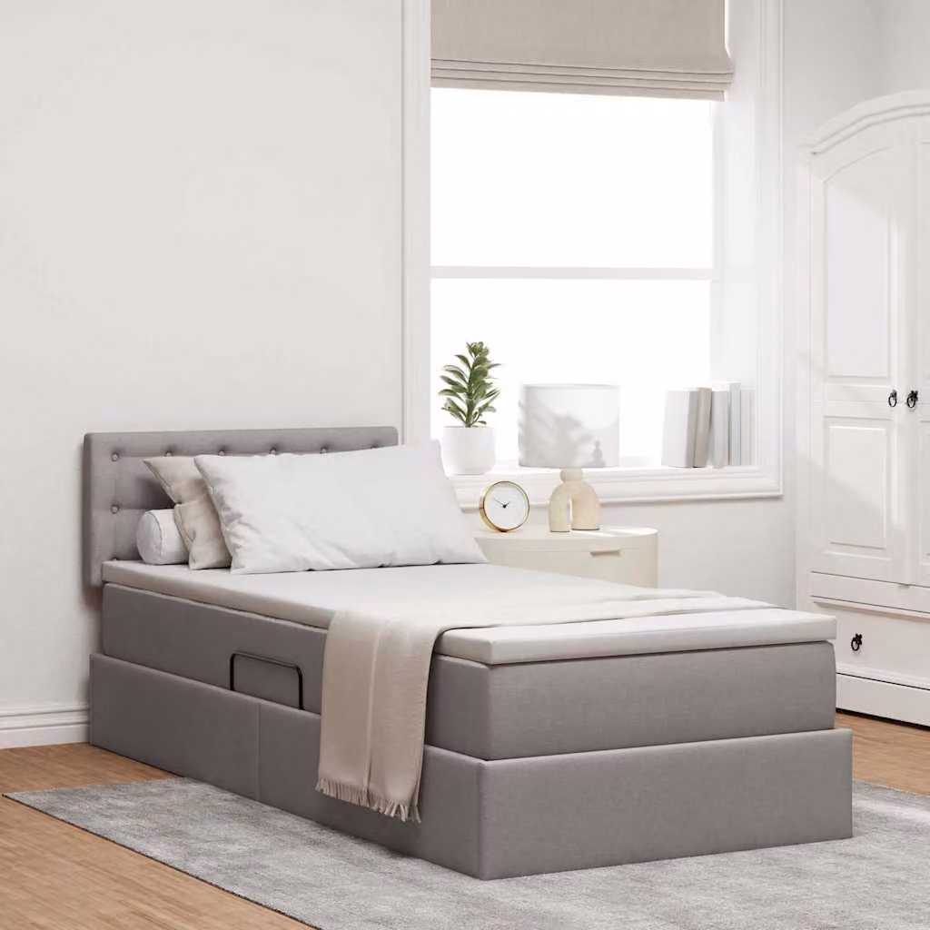 Letto con contenitore e illuminazione LED vidaXL, colore grigio, L/P/H: 190 x 90 x 5 cm – 1