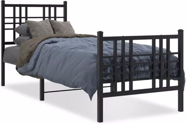 Letto singolo per adulti DESIGN IN con testiera e pediera in metallo nero opaco L: 80 cm, P: 200 cm