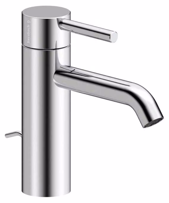 Miscelatore monocomando da lavabo Herzbach DEEP, misura M (130 mm), con gruppo di scarico a tirante, cromato
