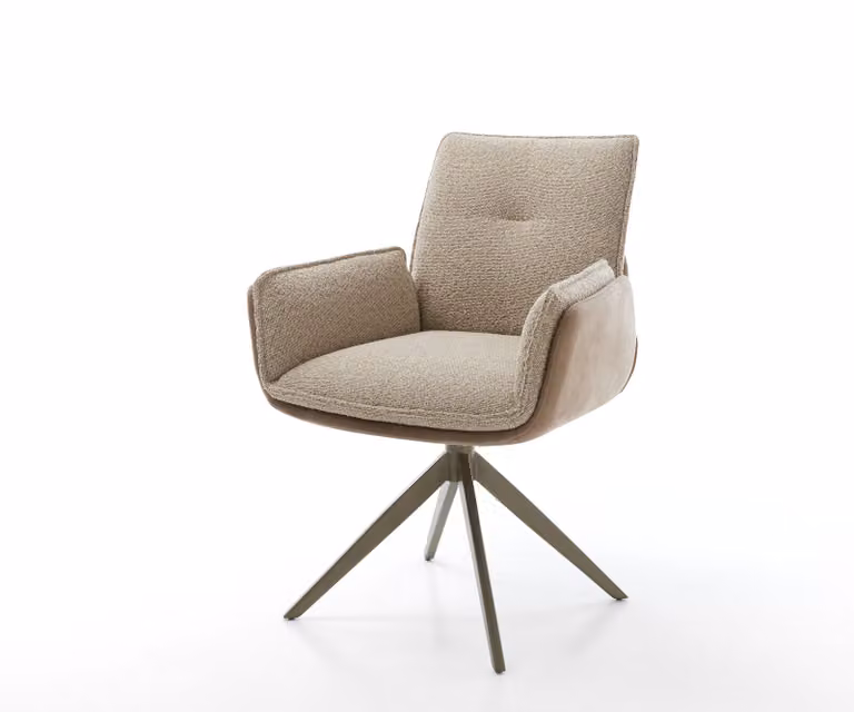 DELIFE Sedia girevole Nela-Flex Mix di materiali Fango Base a croce larga Finitura effetto titanio Girevole a 360°
