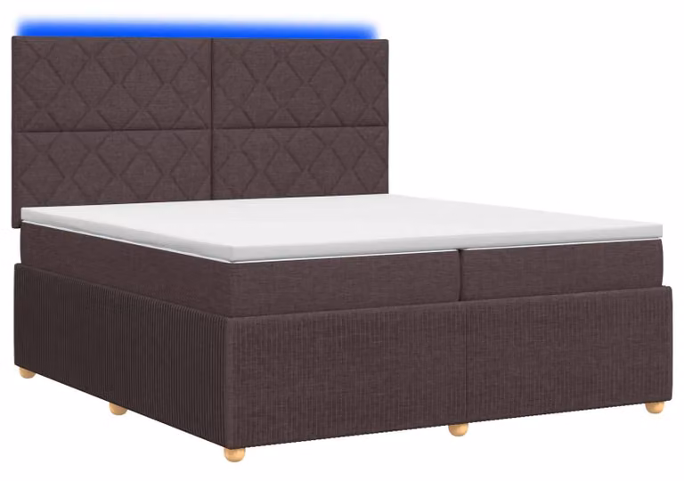 Letto boxspring LED con materasso marrone scuro 200 x 200 cm tessuto