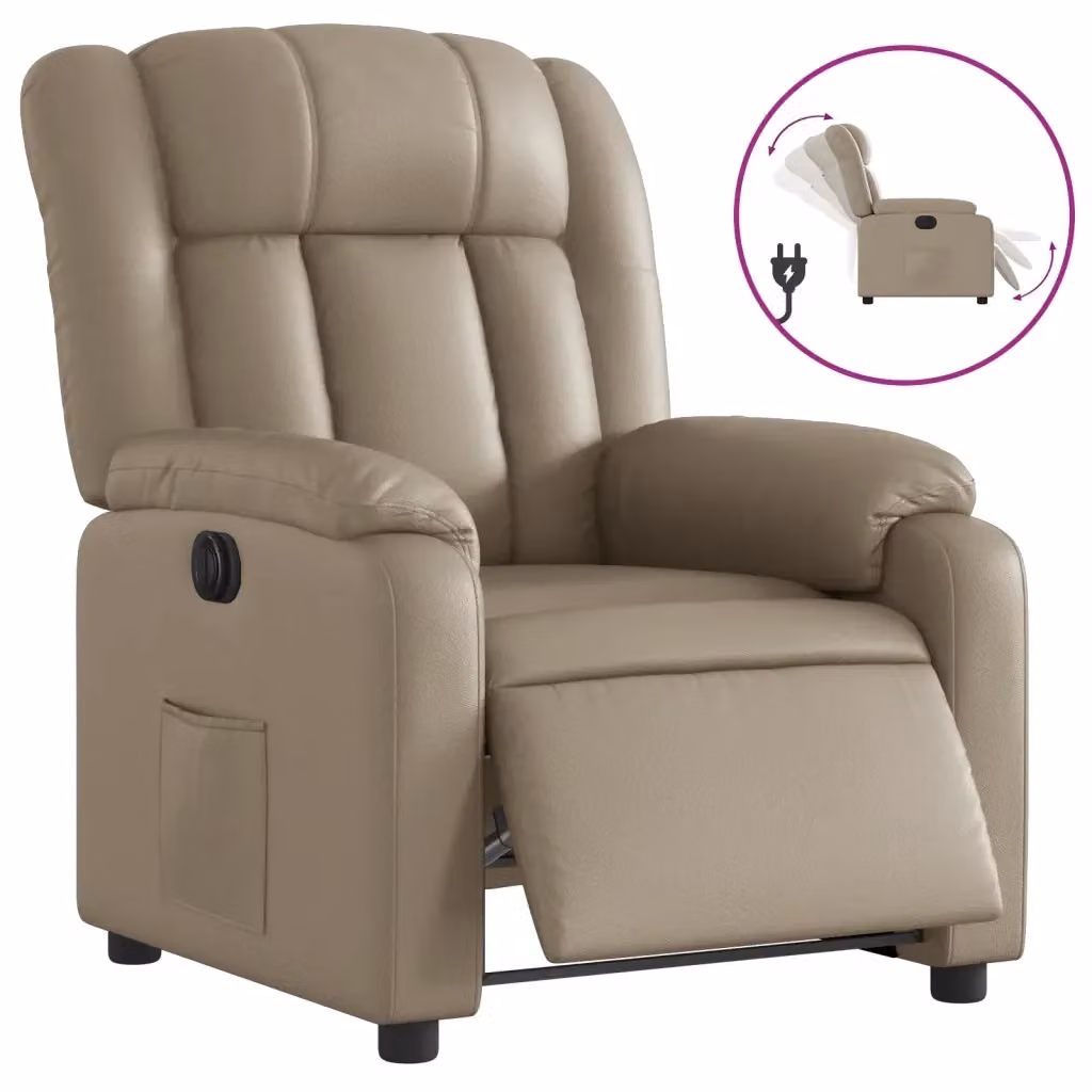 Poltrona Reclinabile Elettrica vidaXL in Similpelle Beige con Schienale e Braccioli – 2