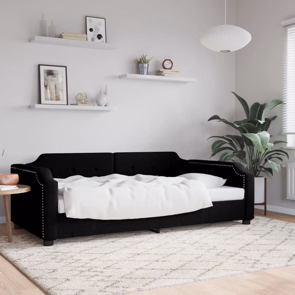 Maison Exclusive - Letto a giorno nero, 80x200 cm, rivestito in tessuto