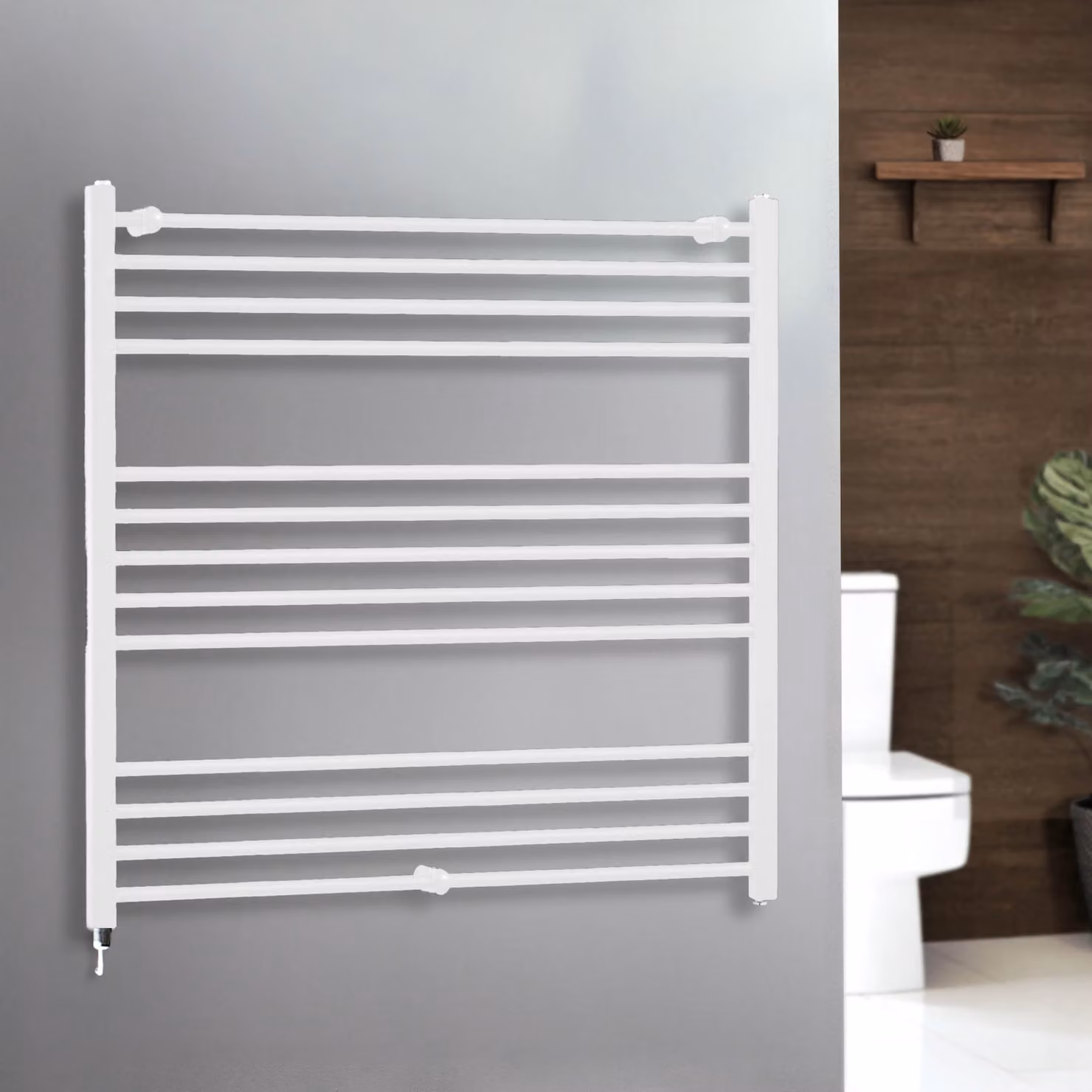 Scaldasalviette Elettrico con Elemento Riscaldante Semplice Cablato Hudson Reed ECOSO Bianco L: 100 cm, H: 100 cm