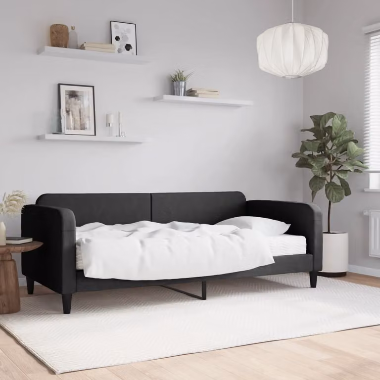 Maison Exclusive - Divano letto con materasso nero 90x200 cm in tessuto