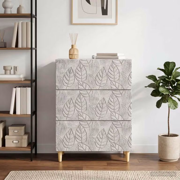 Carrello mobile con cassetti vidaXL in stile moderno, colore grigio cemento, L 66 x P 34,5 x H 90 cm
