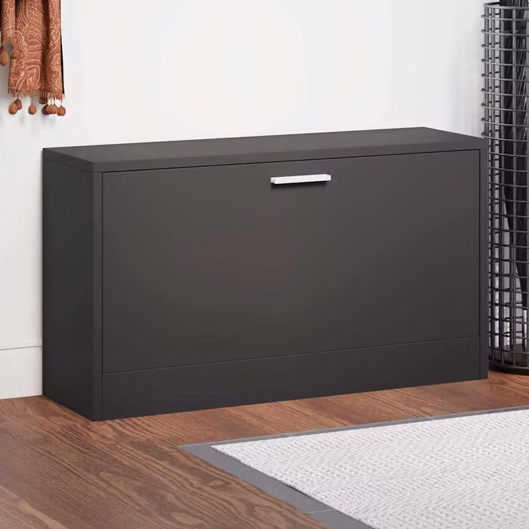 Panca Scarpiera vidaXL Nera in Legno e Metallo L: 80 cm, P: 24 cm, H: 45 cm