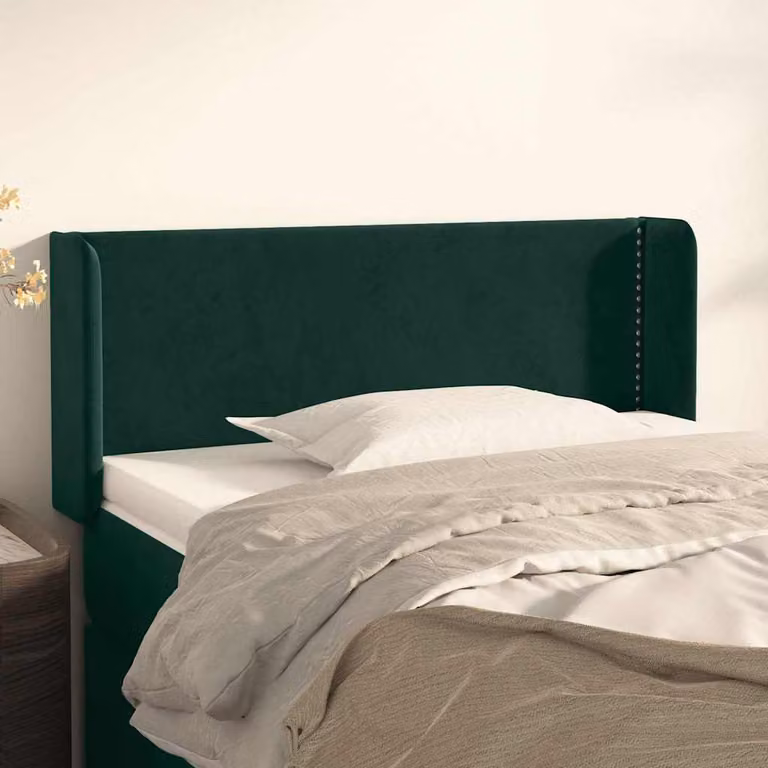 Testiera per letto vidaXL in velluto verde scuro con struttura in legno e pannello imbottito L: 83 cm, P: 16 cm, H: 78-88 cm