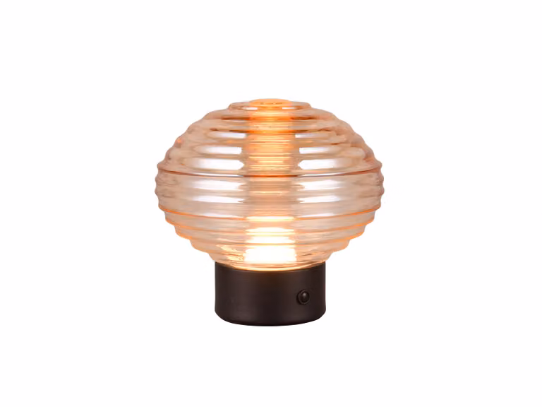 Lampada da tavolo a LED Earl, nero e ambra, 2 W, bianco caldo, 100 lm, vetro, dimensioni: 14,5 x 15,5 x 15,5 cm, IP20, RL