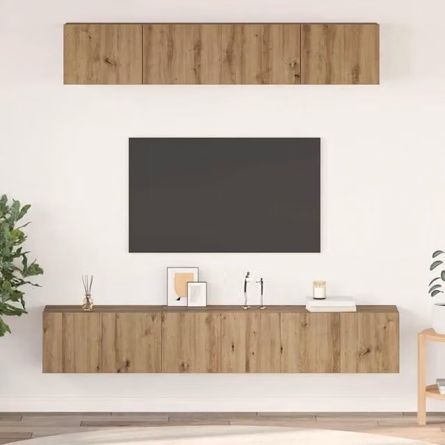 Set mobile TV moderno vidaXL in legno ingegnerizzato color rovere marrone per il tuo soggiorno