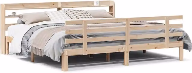 Letto matrimoniale | Letto per adulti | Giroletto con Testiera 180x200 cm Massello Pino