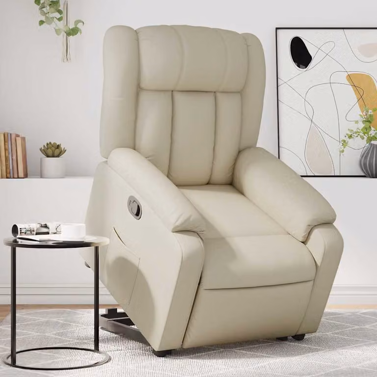 Poltrona Alzapersona Reclinabile vidaXL in Similpelle Beige con Assistenza Elettrica per Senior
