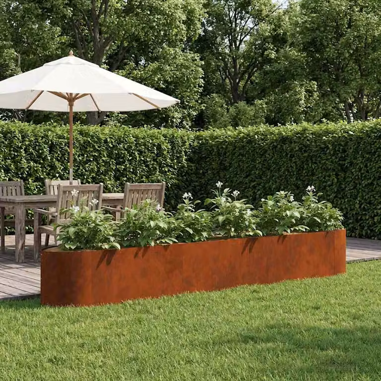 Letto rialzato da giardino vidaXL in acciaio Corten marrone e rosso L: 300 cm, P: 40 cm, H: 40 cm