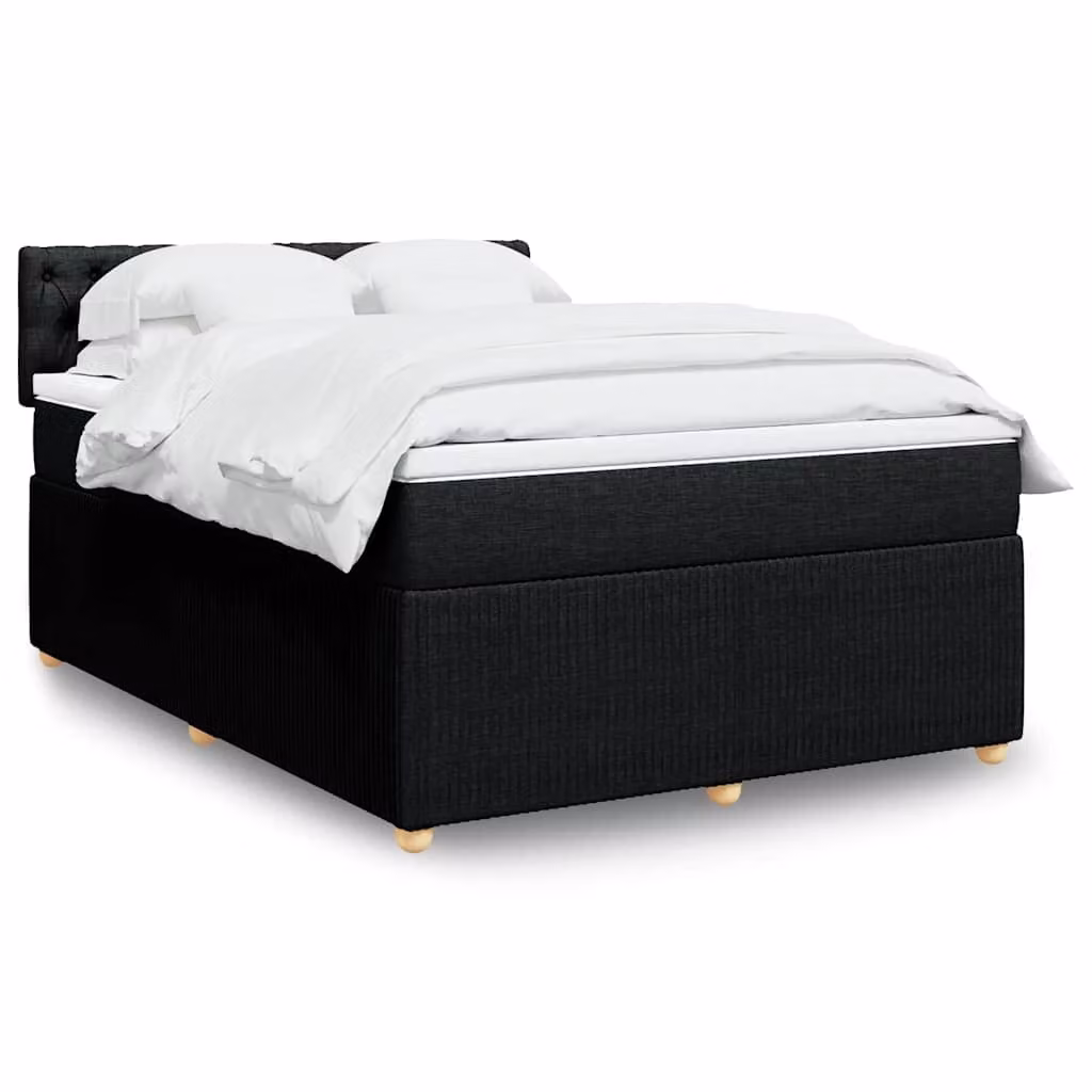 vidaXL Letto Ibrido con Materasso a Molle Insacchettate e Illuminazione Sotto il Letto, Nero e Bianco, L/P/H: 140 x 190 x 76,7 cm – 1