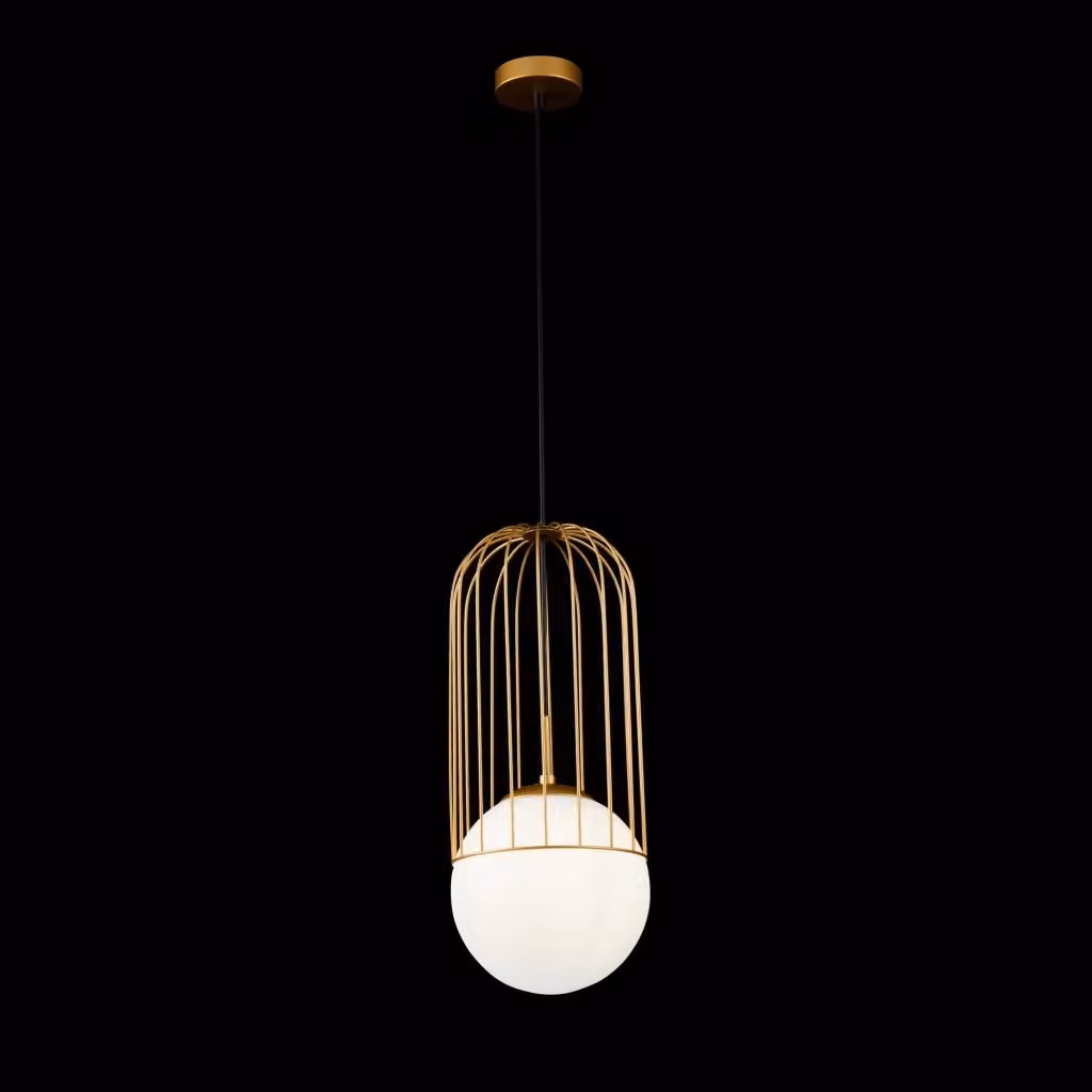 Lampada a sospensione Telford GIORDANOSHOP in metallo e vetro oro e bianco – 2