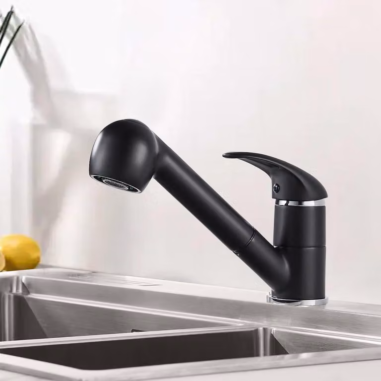 Namuoto rubinetto da cucina estraibile nero miscelatore monocomando girevole a 360°