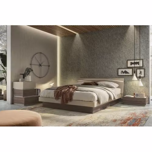 Letto matrimoniale con testata inclinata a led Moon Led