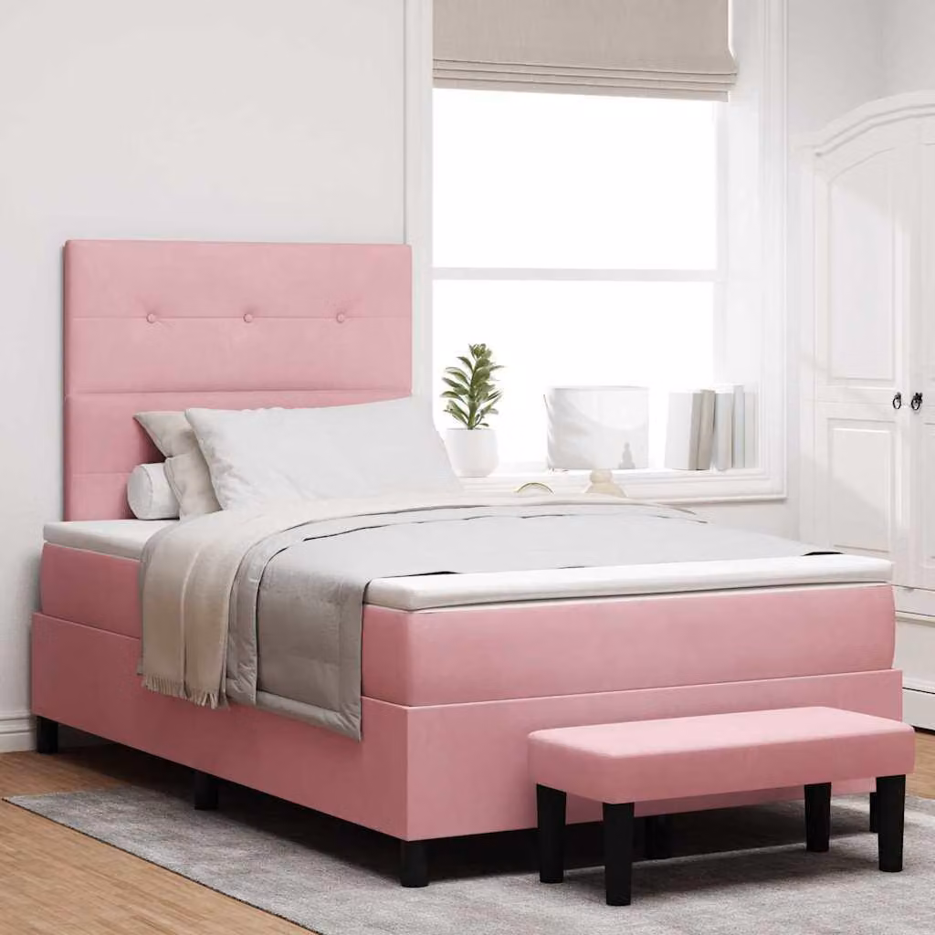 Maison Exclusive - Letto boxspring con testiera Rosa 190 x 120 cm in velluto