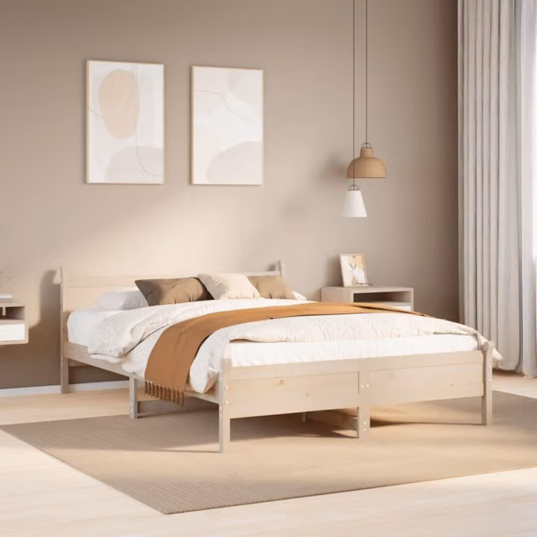 Letto vidaXL in legno massello di pino marrone stile rustico L/P: 120 x 200 cm
