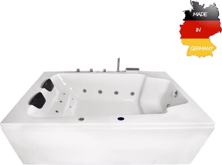 Vasca idromassaggio da interno Basera BASIC XXL Milos 190 x 120 cm per 2 persone con 16 getti massaggianti, cascata, ambiente LED