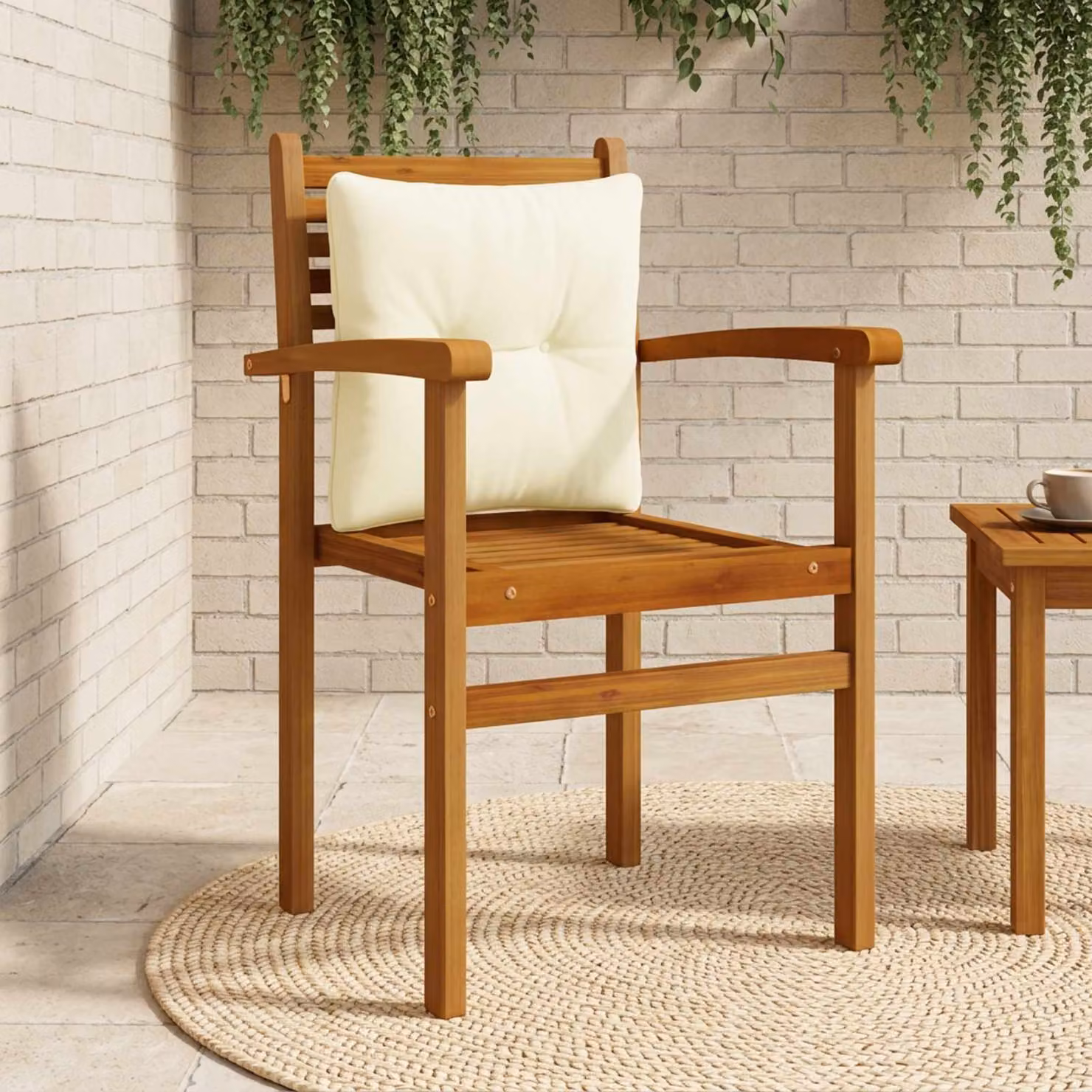 Cuscino per schienale vidaXL PUTTEN in poliestere, colore beige/bianco