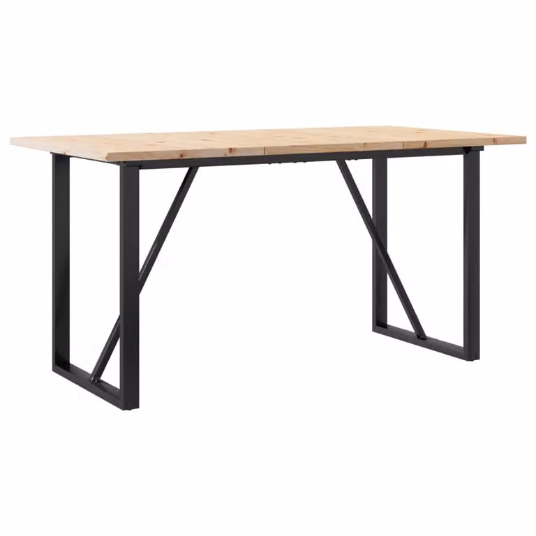Tavolo da Pranzo Telaio a O 160x80x75,5 cm Legno Pino e Acciaio