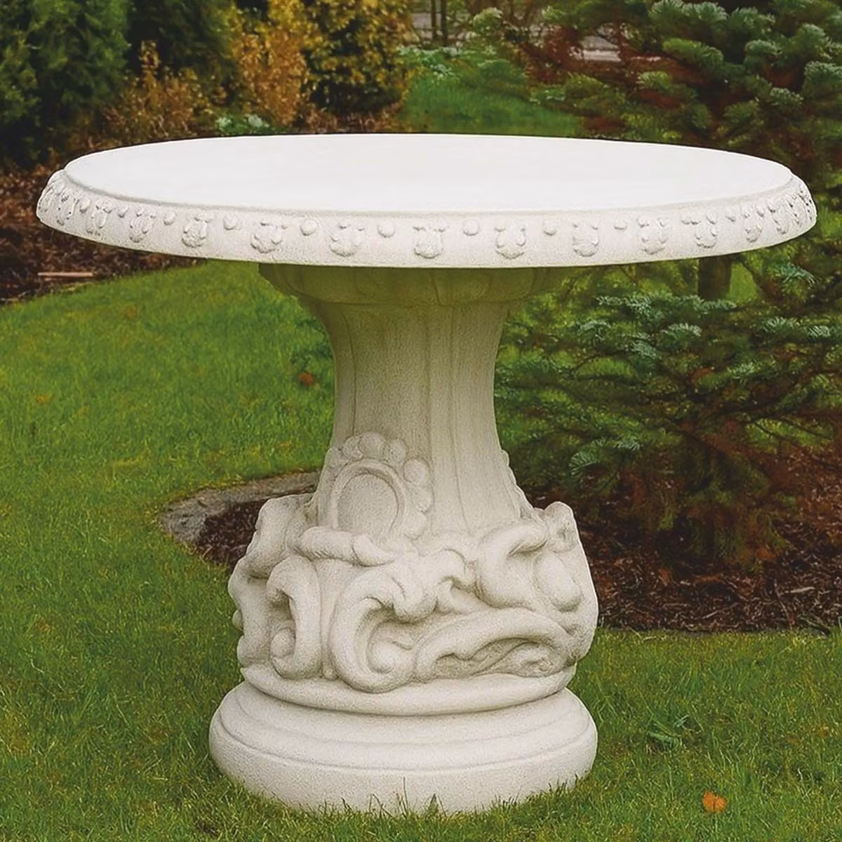 Casa Padrino Tavolo da giardino barocco bianco Ø 87 x H. 78 cm - Mobili da giardino barocchi