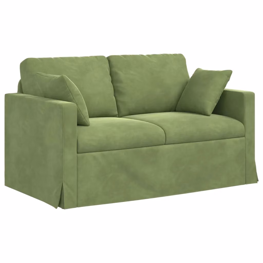 vidaXL Divano Moderno in Velluto Verde con Cuscini e Coperture Rimovibili L: 138 cm, P: 78 cm, H: 80 cm – 2