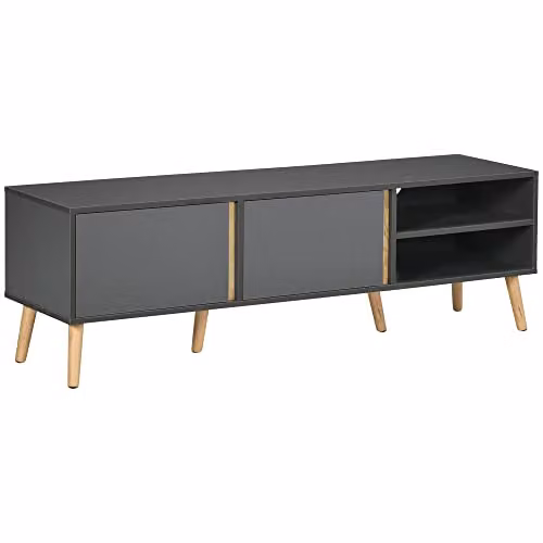 HOMCOM Mobile TV per TV fino a 55", con armadi, Grigio Scuro