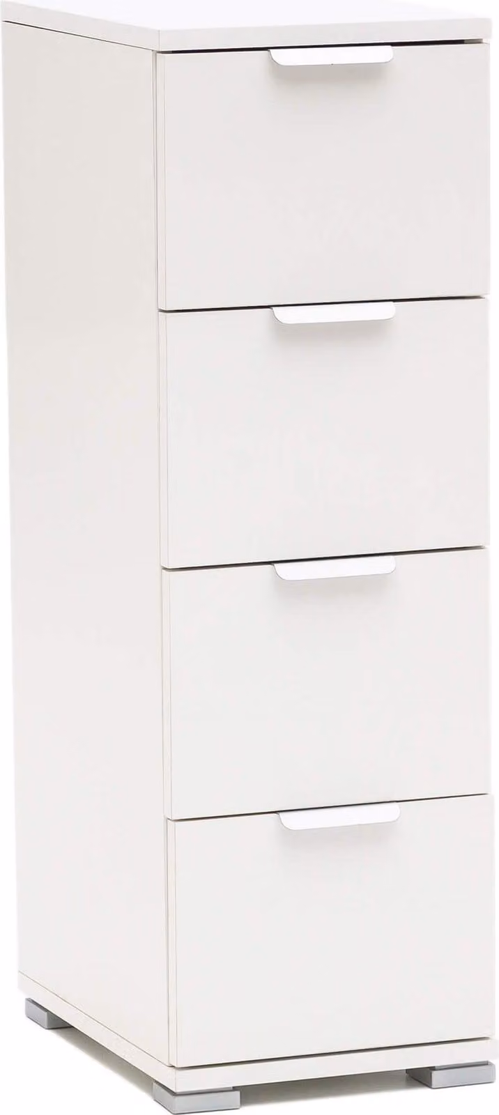 Milani Home - cassettiera 4 cassetti 27 x 38 x 85 cm, bianco, truciolare bilaminato, mobile contenitore bagno cucina soggiorno
