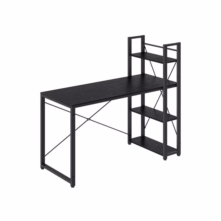 Scrivania per Computer con Scaffale, Nero Ebano / 60 x 137,2 x 118,7 cm