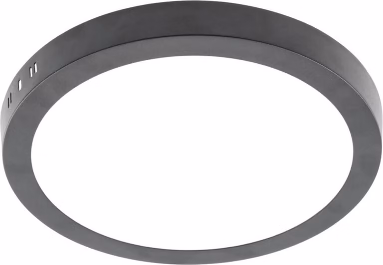 Lampada da soffitto a LED 24w a vista Pannelli da soffitto Lampada da soffitto nera rotonda | Ø30,3 cm | Bianco caldo | 2000 lumen