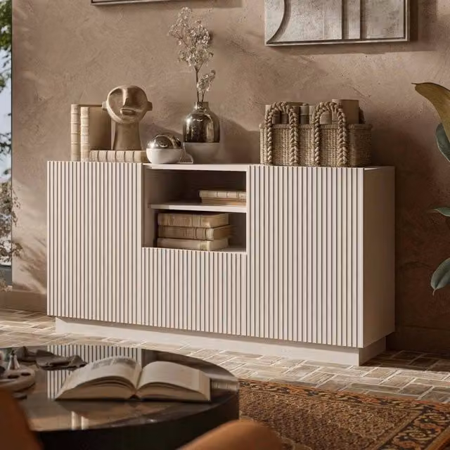 Madia Serchio DMORA Credenza Moderna Beige L: 150 cm, P: 40 cm, H: 78 cm – 1