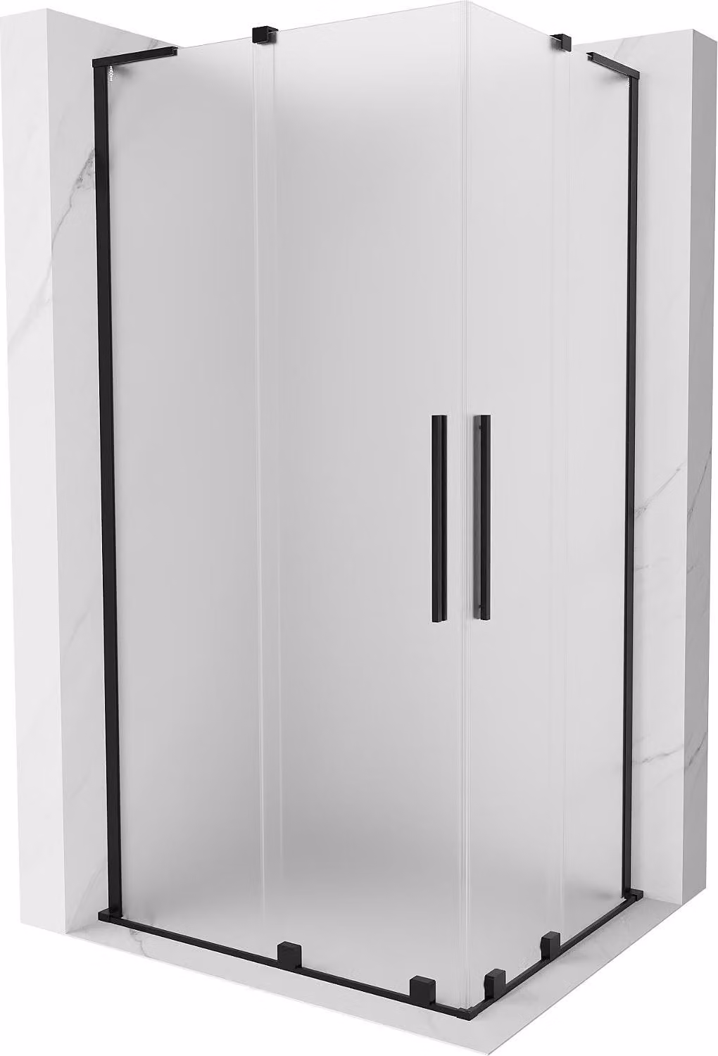 Mexen Velar L Duo cabina doccia scorrevole 100 x 90 cm, smerigliato, nero - 871-100-090-02-33-70