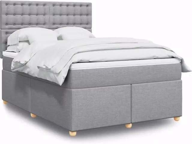 Letto Ibrido vidaXL con Giroletto a Molle e Materasso Grigio e Bianco L/P: 140 x 200 cm