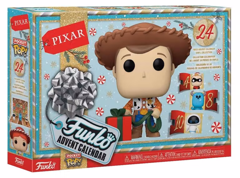 Calendario dell'Avvento Pixar 2024 con mini-figure in vinile da collezione