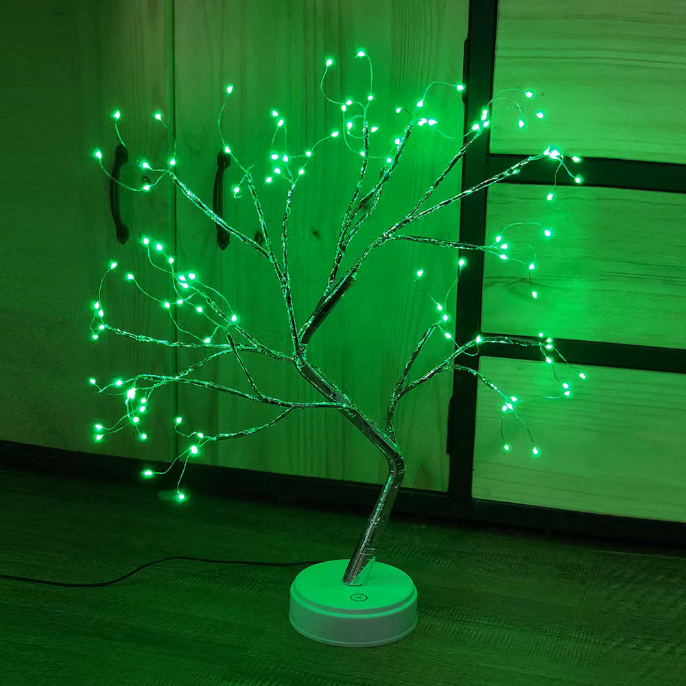 LED filo di rame albero lampada verde artificiale albero bonsai luce notturna luci decorative batteria operata decorazione interna
