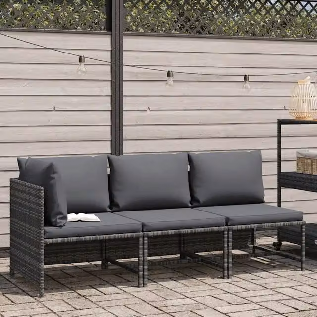 Set di Divani da Giardino a L vidaXL in Polyrattan Grigio Antracite con Cuscini e Coperture Rimovibili – 1