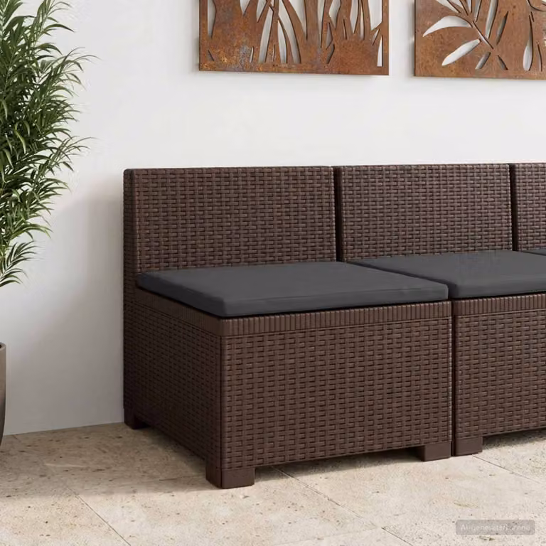 Divano da giardino singolo vidaXL con cuscino in aspetto rattan color marrone e antracite