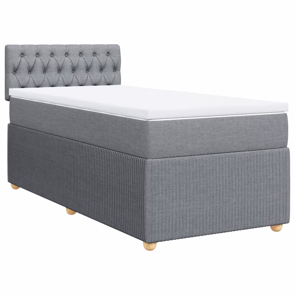 Giroletto a Molle con Materasso Grigio Chiaro 90x190 cm Tessuto