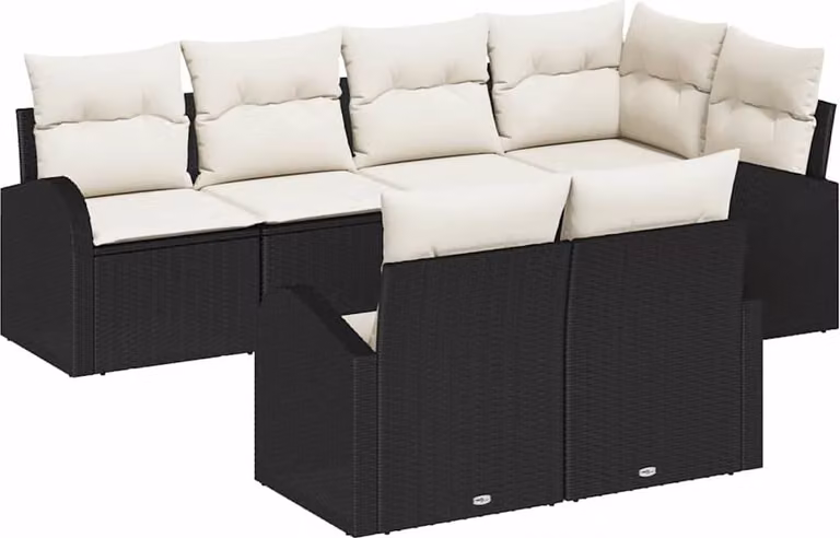 Set Divano da Giardino Nero polyrattan