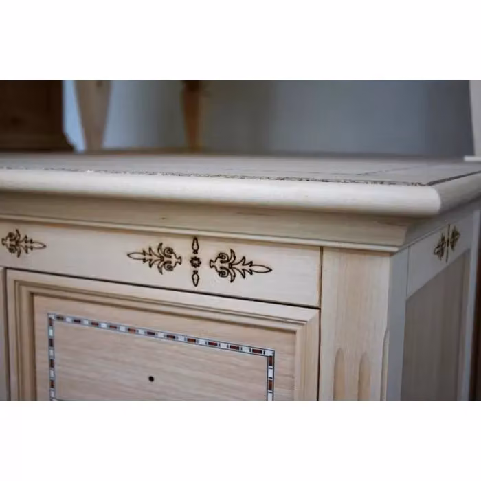 Cassettiera classica in legno grezzo con 9 cassetti Mobili 2G L/P/H: 75 x 41 x 140 cm – 2