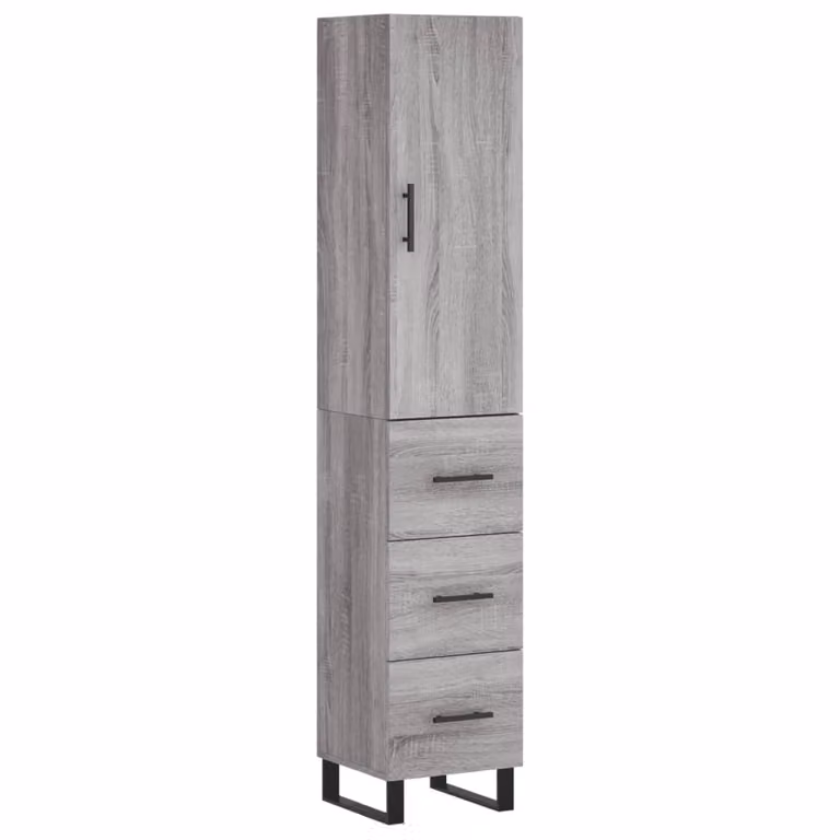 Credenza Grigio Sonoma 34,5x34x180 cm in Legno Multistrato