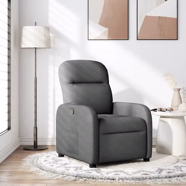Poltrona Reclinabile Relax vidaXL in Tessuto Grigio con Braccioli e Regolazione Manuale