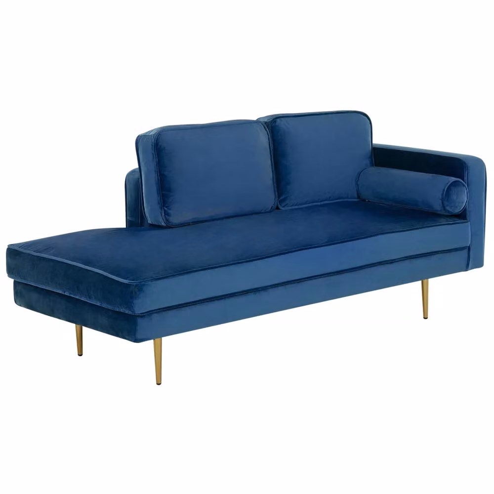 Chaise longue BELIANI in velluto blu con orientamento a destra e design moderno per il tuo soggiorno – 2